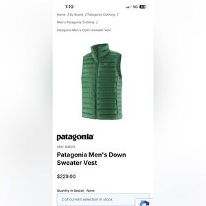 NWT Patagonia men’s S  bright green down vest.